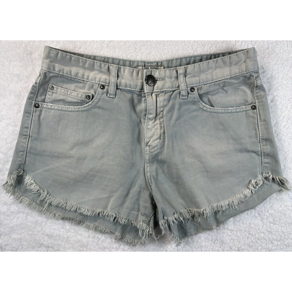 Free People Shorts Womens Sz 29 Cutoff Raw Hem Blue Gray Festival Daisy Duke Y2K